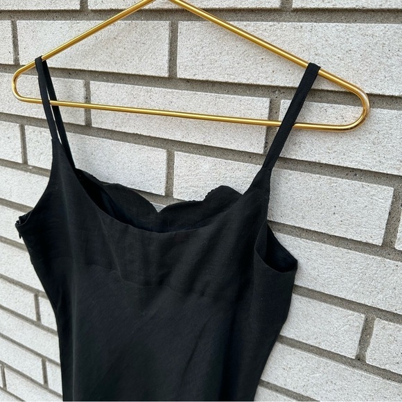 Agnona for Bergdorf Goodman Black Linen Slip Dress Sequin Neckline Made in Italy - Picture 5 of 11